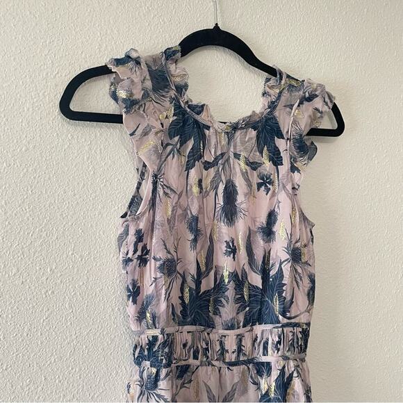 ALLSAINTS Caylan Harris floral mini dress size 2 sleeveless TK Neck ruffled - Picture 11 of 16